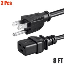 2 Pcs 8FT Power Cable Cord NEMA 5-15P Male to IEC 60320 C19 Female 14AWG 15A picture