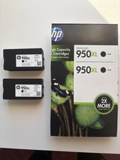 Lot of 2 - Genuine HP 950xl black ink - New/open box - Unused - 2015 date picture