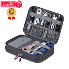 Electronic Cable Organizer Bag - Portable Travel Double Layers Large picture