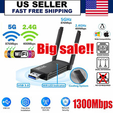USB 3.0 Wireless WIFI Adapter 1300Mbps Long Range Dongle Dual Band 5Ghz Network picture