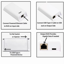 PoE Texas GAT-USBC PoE+ (802.3at) to USB-C Splitter - 25W USBC / Ethernet picture