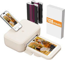 HPRT 4X6 Photo Printer & 108 Sheets Photo Paper & 2 Ribbons, Full Color Instant picture