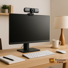 HD 1080P Webcam w/Speakers & Mic | USB-C/USB-A Plug & Play – Black AWCS06F picture