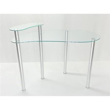 29.5 x 45.3 x 23.7 in. Tier One Designs Clear Glass Corner Computer Desk with... picture