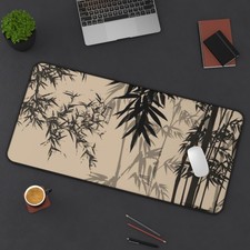 Oriental Bamboo Plant Brown Black Gaming Desk Mat Mouse Pad Playmat picture