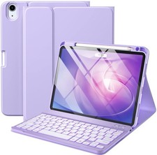 Harvopu iPad Air 11” Keyboard Case Purple Backlit Detachable + Pencil Holder picture