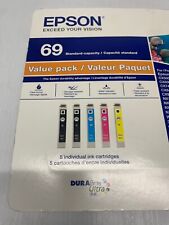 Genuine Epson 69 Black & Color Ink Cartridges Value 5-Pack New SealFREE SHIPPING picture