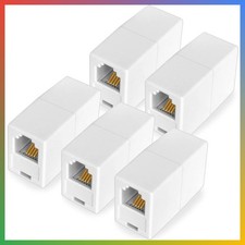 Phone Line Coupler RJ11 6P4C Extender Connector White 5pcs Cord Adapter picture