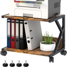 Desktop Printer Stand Wood Storage Shelves Under Desk Organizer for Fax Scanner picture