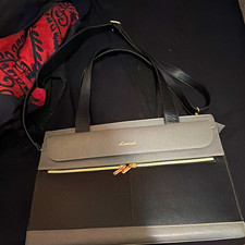 Luwish Faux Leather 15in Laptop Briefcase Gray/Black Padded, Partitions picture