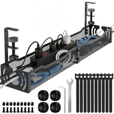 Under Desk No Drill Cable Management Tray Metal Cable Organizer 3 Tier Box picture