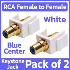 2 Pack RCA Keystone Jack Wall Plate Modular Insert RCA Coupler with Blue Center picture