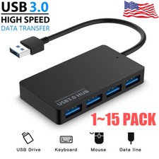 4 Port USB 3.0 Hub Cable Power Adapter Splitter Multiple Extender for Laptop Lot picture