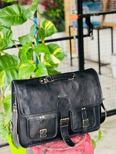 Bold  Leather Messenger Bag for Laptop Handmade Briefcase Satchel Crossbody (... picture