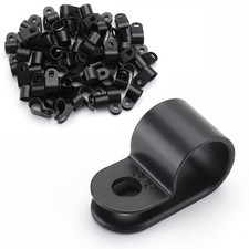 3/8Inch RType Cable Clamps 100Pack Black Nylon Wire Management UC2 picture