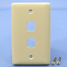 Hubbell NSP12I Ivory 1-Gang 2-Port Flame-Retardant ABS Standard Wallplate Cover picture