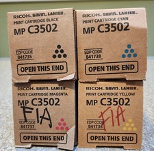 Genuine Set of (4) Ricoh MP C3502 Color 841735 841736 841738 841737 New Sealed picture