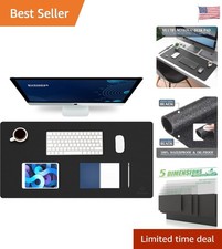 Multi-Functional Black Leather Desk Mat - Protects & Enhances Your Workspace picture