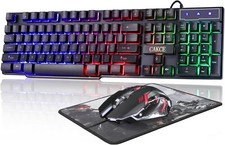Jugeo De Teclado Y Mouse Gamer Para Gaming Multicolor LED Raton Negro RGB Nuevo picture