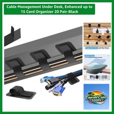 Elegant Under-Desk Cable Management: 15 Cord Organizer with 20 Pairs - Black picture
