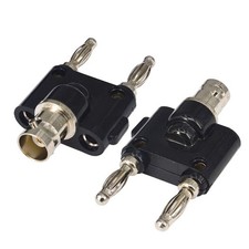BNC Female to Dual Banana Plug Adapter, 4mm Male Stackable Small, 2 PCS picture