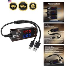 USB Tester, USB-A USB-C 2.0 Multimeter Dual USB Ports PD QC 3.0 with Color LE... picture