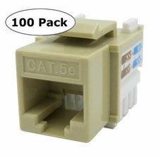 100 Lot CNAweb Cat5e RJ45 Modular Keystone Network Jack, 110 Style, Ivory picture