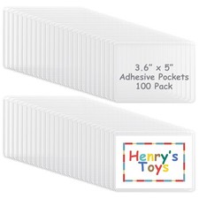 100 Pcs Label Holders Adhesive Nameplate Pockets Storage Bin Labels Index She... picture