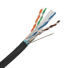 CAT6A Shielded Outdoor Direct Burial UV Cable 10G SOLID COPPER Wire Black 150FT picture