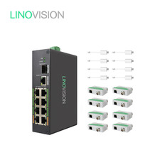 LINOVISION Industrial 8-Port EOC & POE Switch with 8pcs EOC Transmitters picture