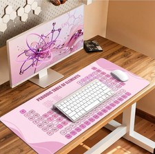 Pink Desktop Mat, Periodic Table of The Elements Desk Cover Protector 35.4 x 15