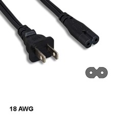 KNTK 10ft Non-Polarized Power Cord NEMA1-15P to IEC60320 C7 18AWG 10A 125V Cable picture
