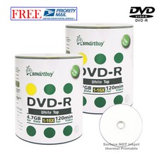 200 Pcs Smartbuy Blank DVD-R DVDR 16X 4.7GB White Top Storage Recordable Disc picture