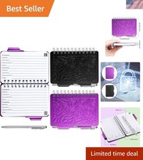 2 Pcs Mini Password Book Keeper with Pen,Black, Purple picture