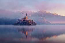 Landscape nature architecture church trees mountains Custom Gaming Mat Desk picture