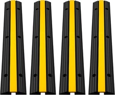 Happybuy 4 Pack of 1-Channel Rubber Cable Protector Ramps Heavy Duty 18000Lbs Lo picture