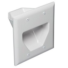 20 Pack of 2-Gang Recessed Low Voltage Cable Plate, White picture