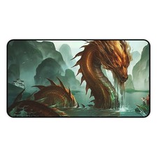 Oriental Brass Bronze Red Water Dragon Gaming Desk Mat Mouse Pad Playmat picture