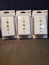 Lot of 3 RCA TPH558, CAT5/6 Dual Coax + RJ45 Wall Plate, White, NEW, RCA, picture