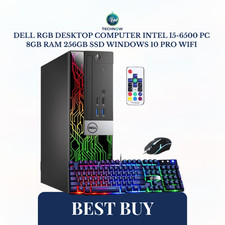 Dell RGB Desktop Computer Intel i5-6500 PC 8GB Ram 256GB SSD Windows 10 pro WiFi picture
