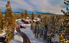 Landscape nature forest road snow Custom Gaming Mat Desk picture