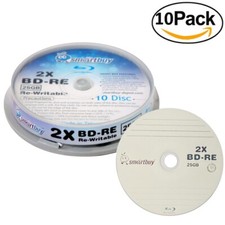 100 Pack Smartbuy 2x 25GB Blue Blu-ray BD-RE Rewritable Branded Logo Blank Disc picture