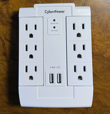 CyberPower 6-Outlet 1200J Chargers Swivel Surge Protector 2 USB Ports Wall Tap picture