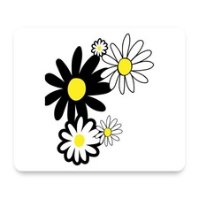 Black White Yellow Daisy Flowers modern graphic floral pattern Mouse Pad picture