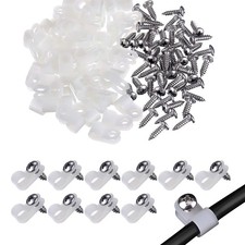100 Pcs 1/4 Inch Rtype Cable Clips Clamp Kit Nylon Mounting Cord Fastener Clips picture