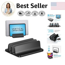Adjustable Vertical Laptop Stand - Sleek Dual-Slot Design for MacBook & Tablets picture