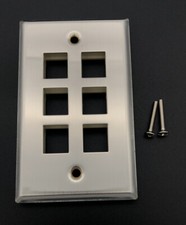 DYNACOM 6 Port Stainless Steel Wall Plate Network Wiring Part # 10600-P6-SS picture