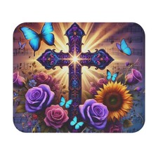 Inspirational Cross Mouse Pad with Butterflies & Flowers, Christian Mousepad picture