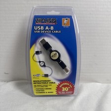 Zip Linq Retractable USB A-B USB Device Cable Extends to 30