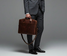 Men Genuine Leather Briefcase Luxury Business Messenger Bag picture